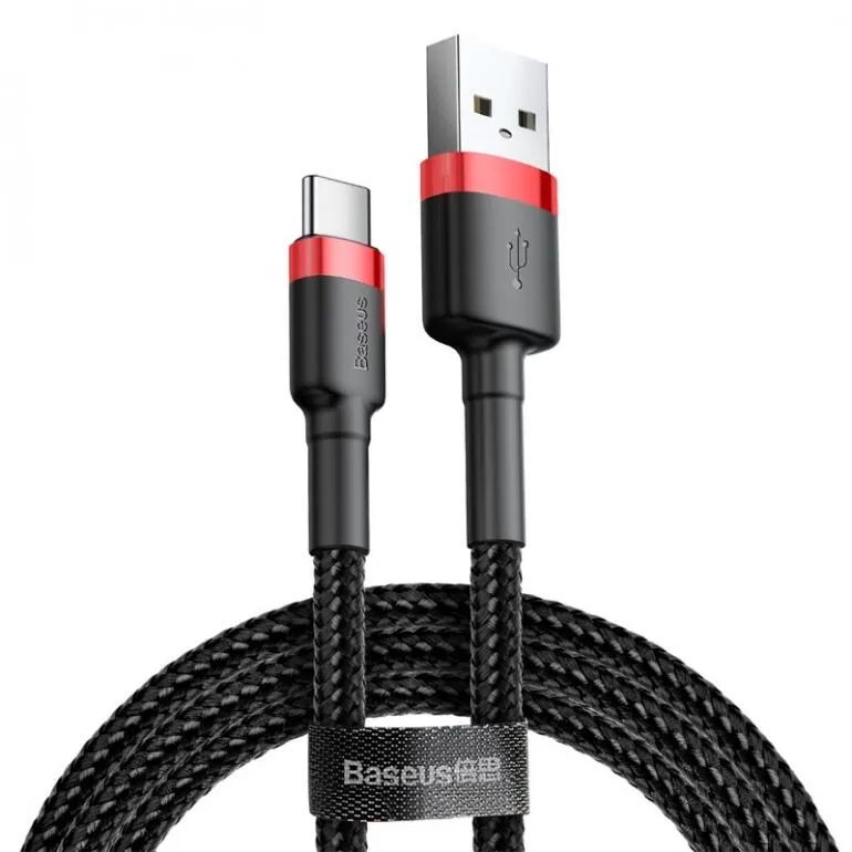 Кабель Baseus Cafule USB 2.0 to Type-C 2A 2M Чорний/Червоний (CATKLF-C91) - зображення 1