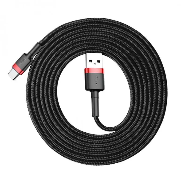 Кабель Baseus Cafule USB 2.0 to Type-C 2A 2M Чорний/Червоний (CATKLF-C91) - мініатюра 3