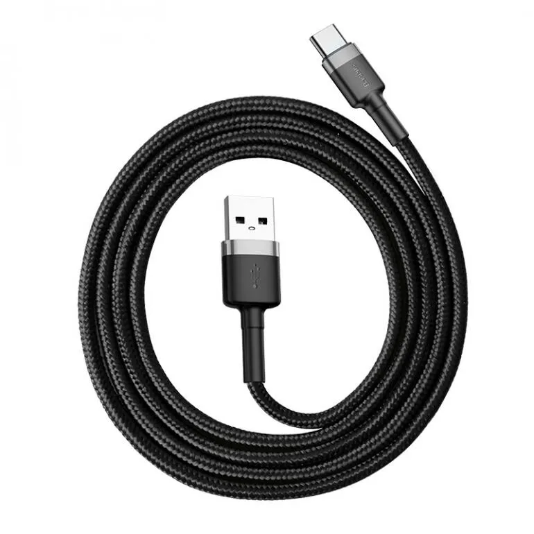 Кабель Baseus Cafule USB 2.0 to Type-C 3A 1M Чорний/Сірий (CATKLF-BG1) - мініатюра 3
