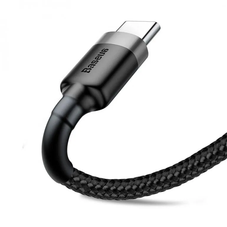 Кабель Baseus Cafule USB 2.0 to Type-C 3A 1M Чорний/Сірий (CATKLF-BG1) - мініатюра 4