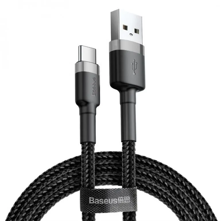 Кабель Baseus Cafule USB 2.0 to Type-C 3A 1M Чорний/Сірий (CATKLF-BG1) - мініатюра 5