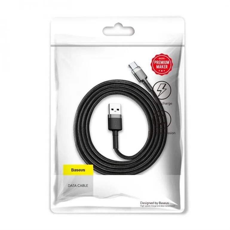 Кабель Baseus Cafule USB 2.0 to Type-C 3A 1M Чорний/Сірий (CATKLF-BG1) - мініатюра 6