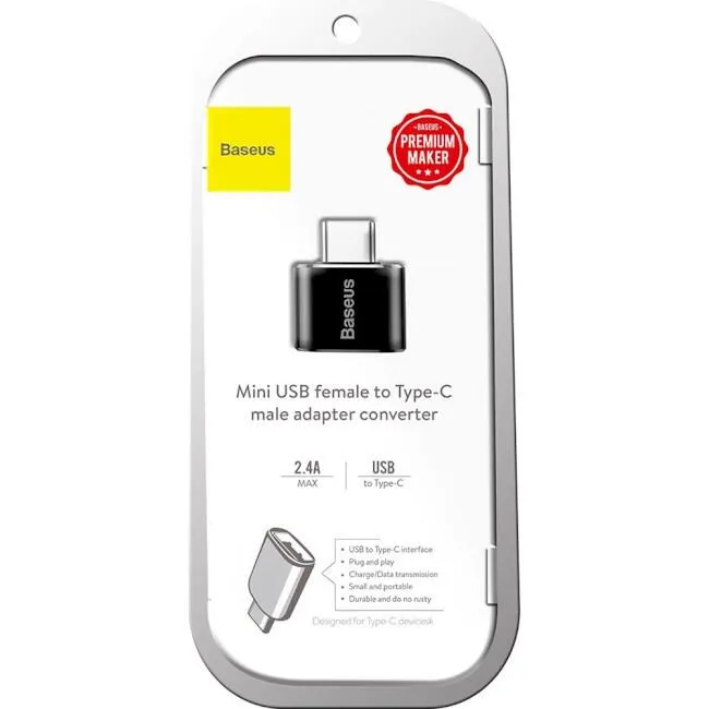 Перехідник Baseus USB Female to Type-C Male Чорний (CATOTG-01) - мініатюра 3