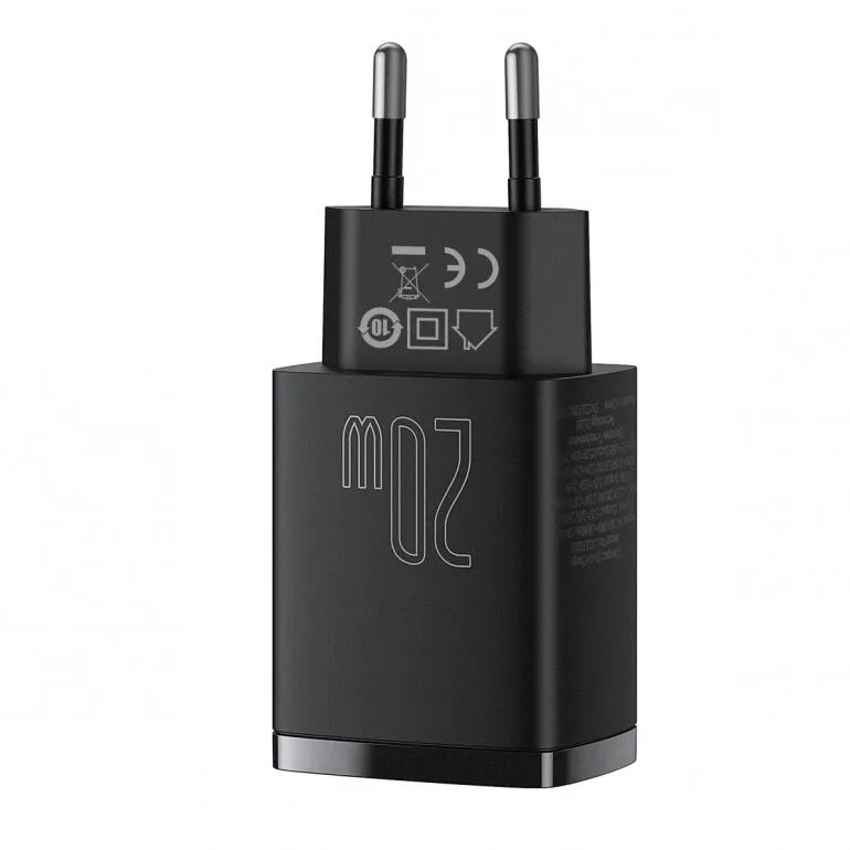 Зарядний пристрій Baseus Compact Quick Charger USB+Type-C 20W Чорний (CCXJ-B01) - мініатюра 4