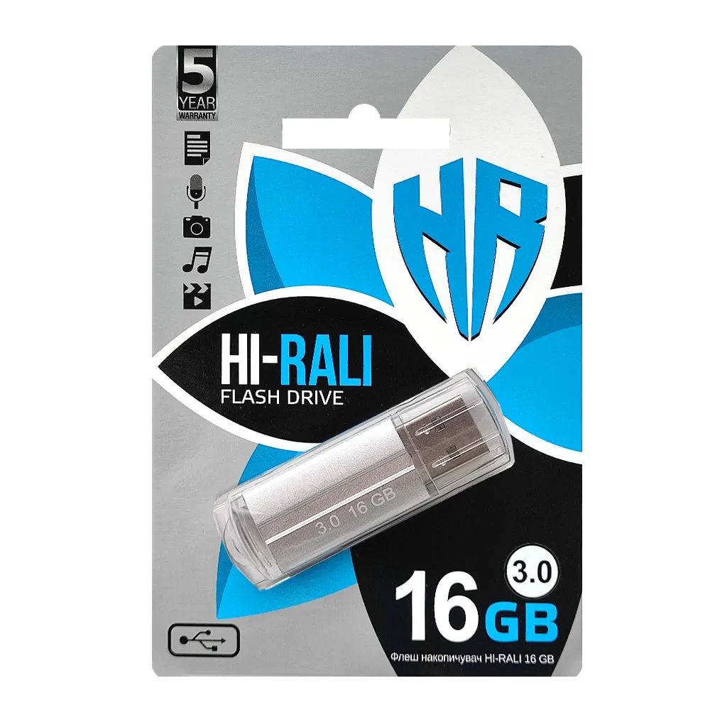 Флеш-накопичувач USB3.0 16GB Hi-Rali Corsair Series Silver (HI-16GB3CORSL) - мініатюра 2