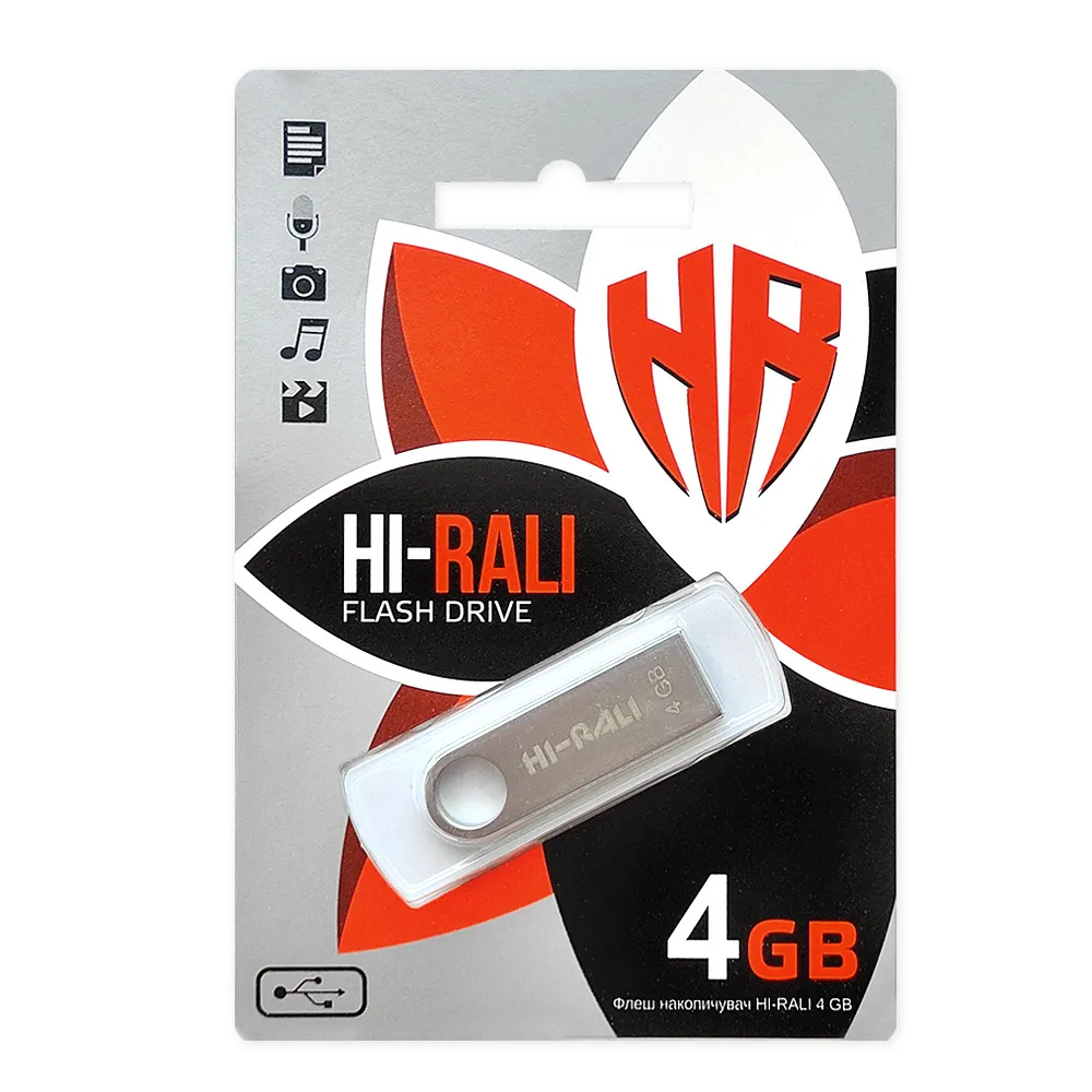 Флеш-накопичувач USB 4GB Hi-Rali Shuttle Series Silver (HI-4GBSHSL) - мініатюра 2
