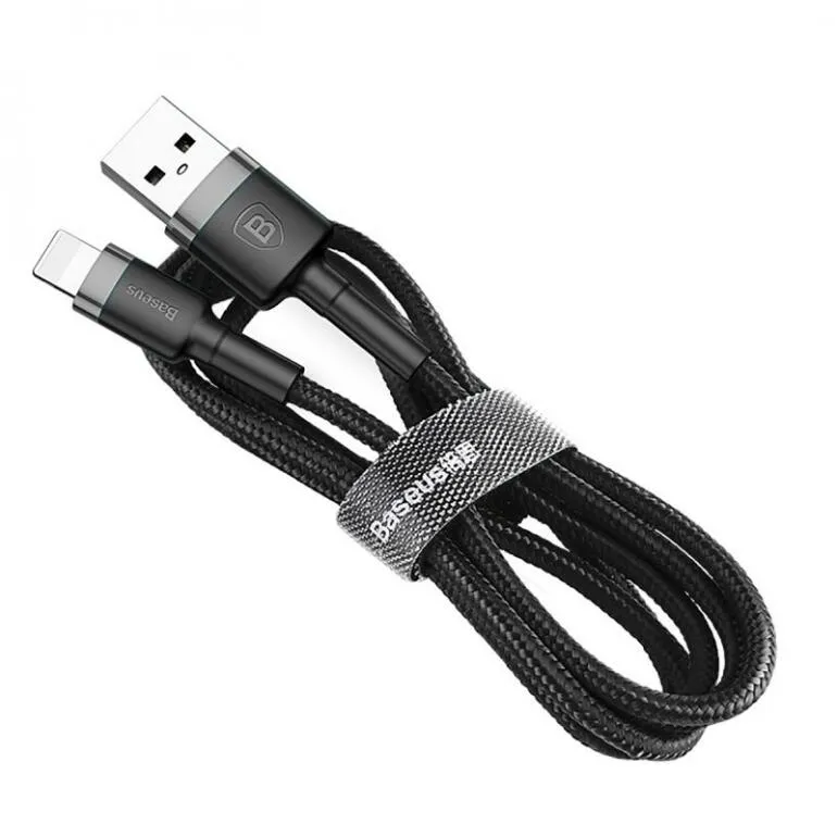 Кабель Baseus Cafule USB 2.0 to Lightning 2.4A 1M Чорний/Сірий (CALKLF-BG1) - зображення 1