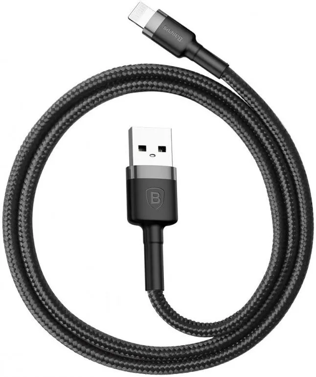 Кабель Baseus Cafule USB 2.0 to Lightning 2.4A 1M Чорний/Сірий (CALKLF-BG1) - мініатюра 2
