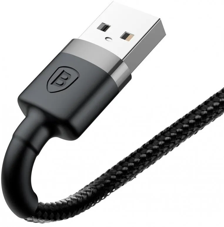 Кабель Baseus Cafule USB 2.0 to Lightning 2.4A 1M Чорний/Сірий (CALKLF-BG1) - мініатюра 3