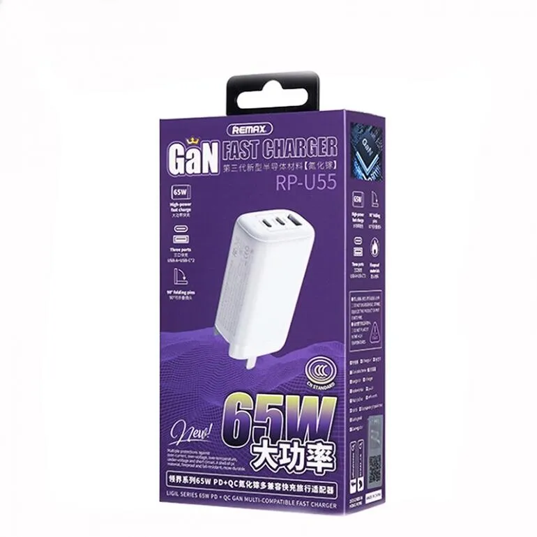 Зарядний пристрій Remax Ligil 65W PD+QC GaN Білий (RP-U55) - мініатюра 2