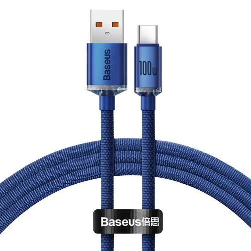 Кабель Baseus Crystal Shine USB 2.0 to Type-C 100W 1.2M Синій (CAJY000403) - зображення 1