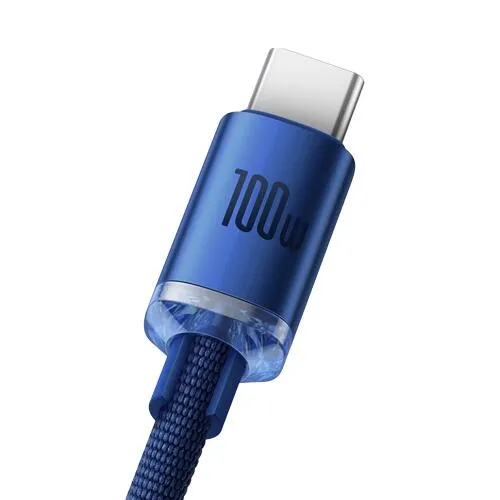 Кабель Baseus Crystal Shine USB 2.0 to Type-C 100W 1.2M Синій (CAJY000403) - мініатюра 2