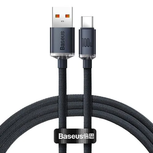 Кабель Baseus Crystal Shine USB 2.0 to Type-C 100W 1.2M Чорний (CAJY000401) - зображення 1