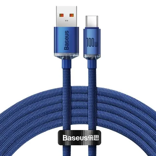 Кабель Baseus Crystal Shine USB 2.0 to Type-C 100W 2M Синій (CAJY000503) - зображення 1