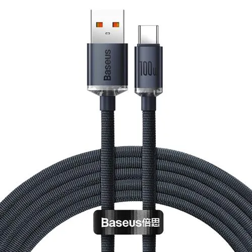 Кабель Baseus Crystal Shine USB 2.0 to Type-C 100W 2M Чорний (CAJY000501) - зображення 1