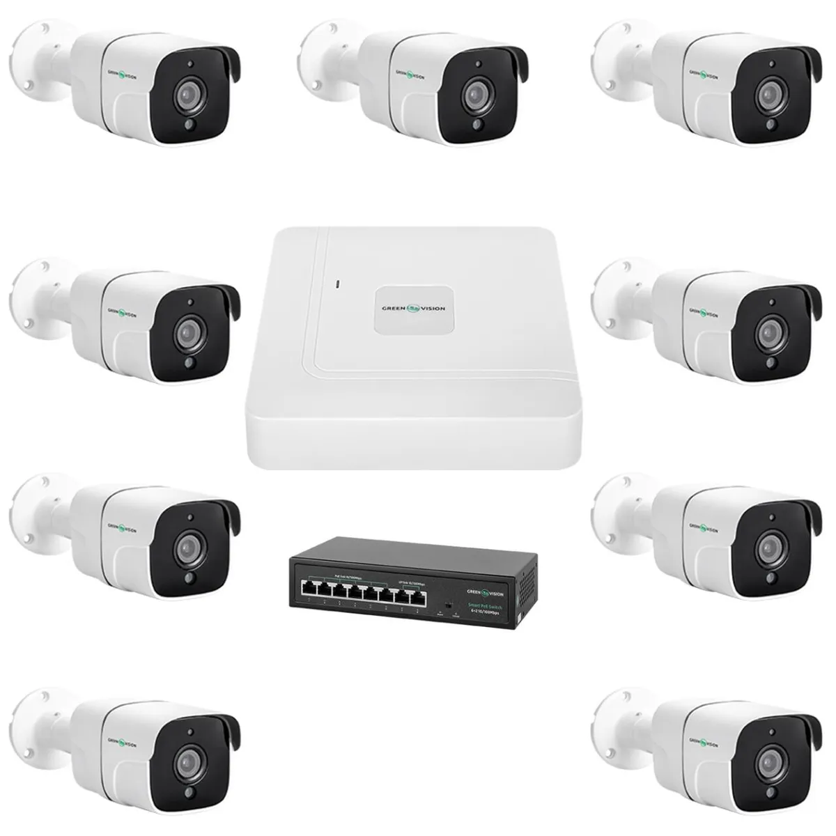 Комплект відеоспостереження на 9 камер GV-IP-K-W78/09 5MP - зображення 1