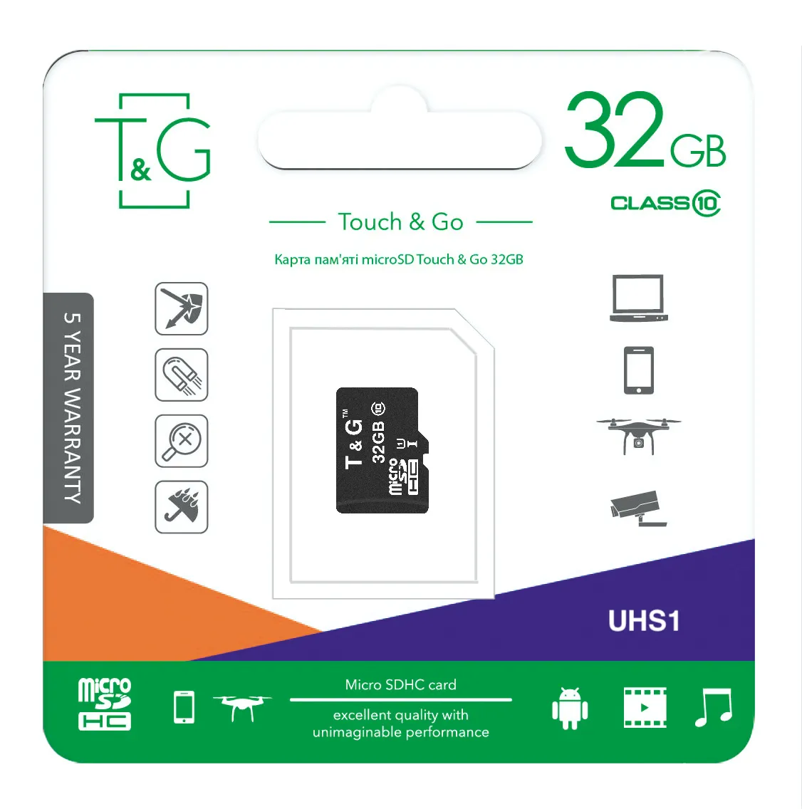 Карта пам`ятi MicroSDHC 32GB UHS-I Class 10 T&G (TG-32GBSD10U1-00) - мініатюра 2