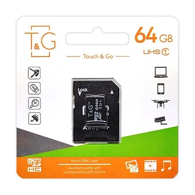 Карта пам`ятi MicroSDXC 64GB UHS-I Class 10 T&G + SD-adapter (TG-64GBSDCL10-01) - зображення 1