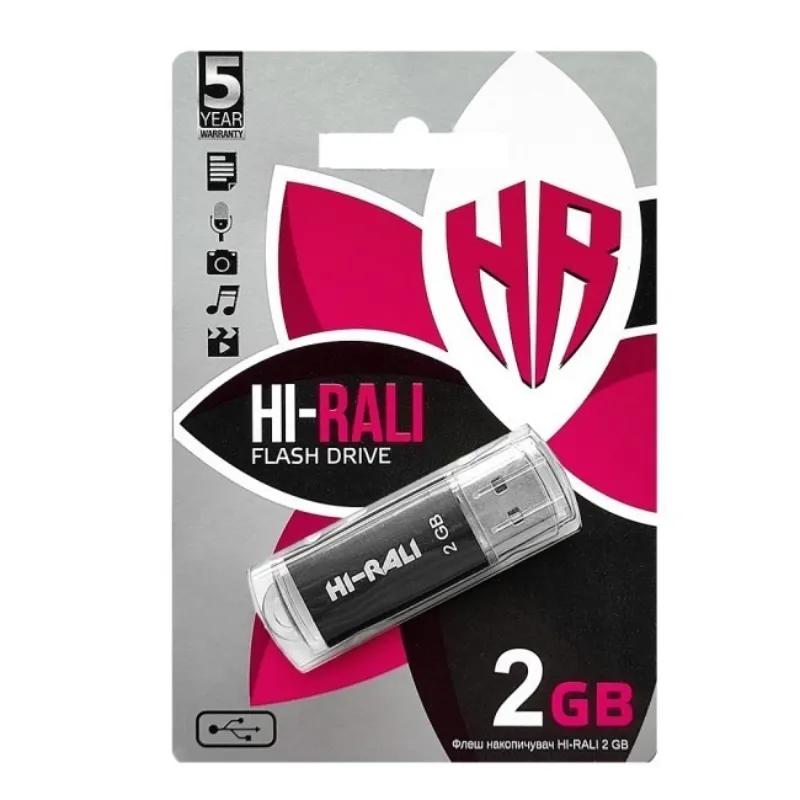 Флеш-накопичувач USB 2GB Hi-Rali Corsair Series Black (HI-2GBCORBK) - мініатюра 2