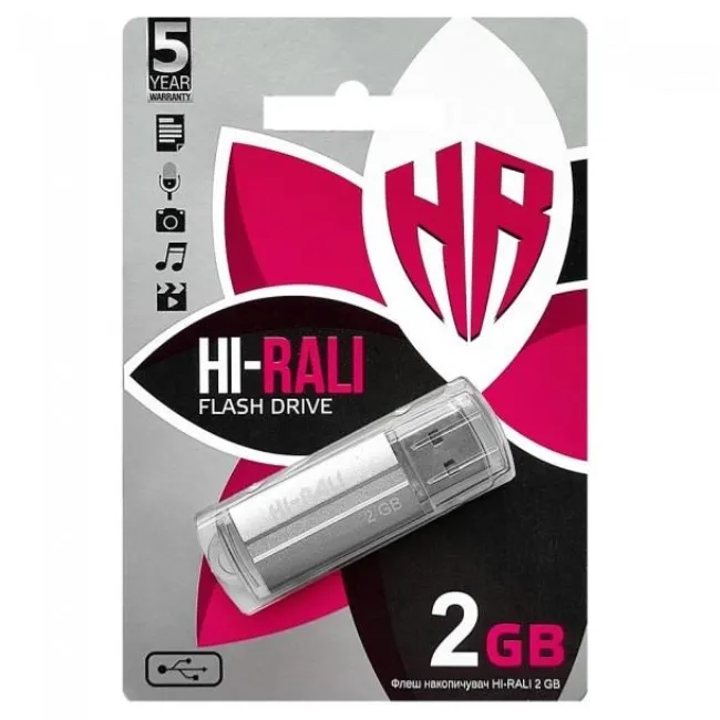 Флеш-накопичувач USB 2GB Hi-Rali Corsair Series Silver (HI-2GBCORSL) - мініатюра 2