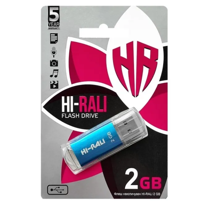 Флеш-накопичувач USB 2GB Hi-Rali Rocket Series Blue (HI-2GBRKTBL) - мініатюра 2