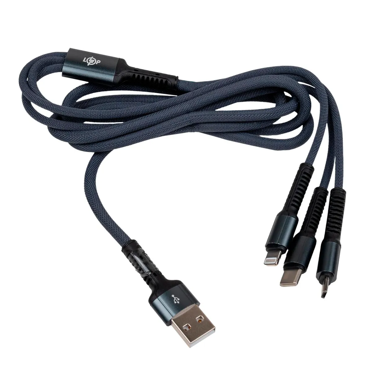 Кабель (шнур) LP 3 в 1 USB 3.0 to Type-C/Lightning/Micro-USB 1м (C20CM) - мініатюра 2