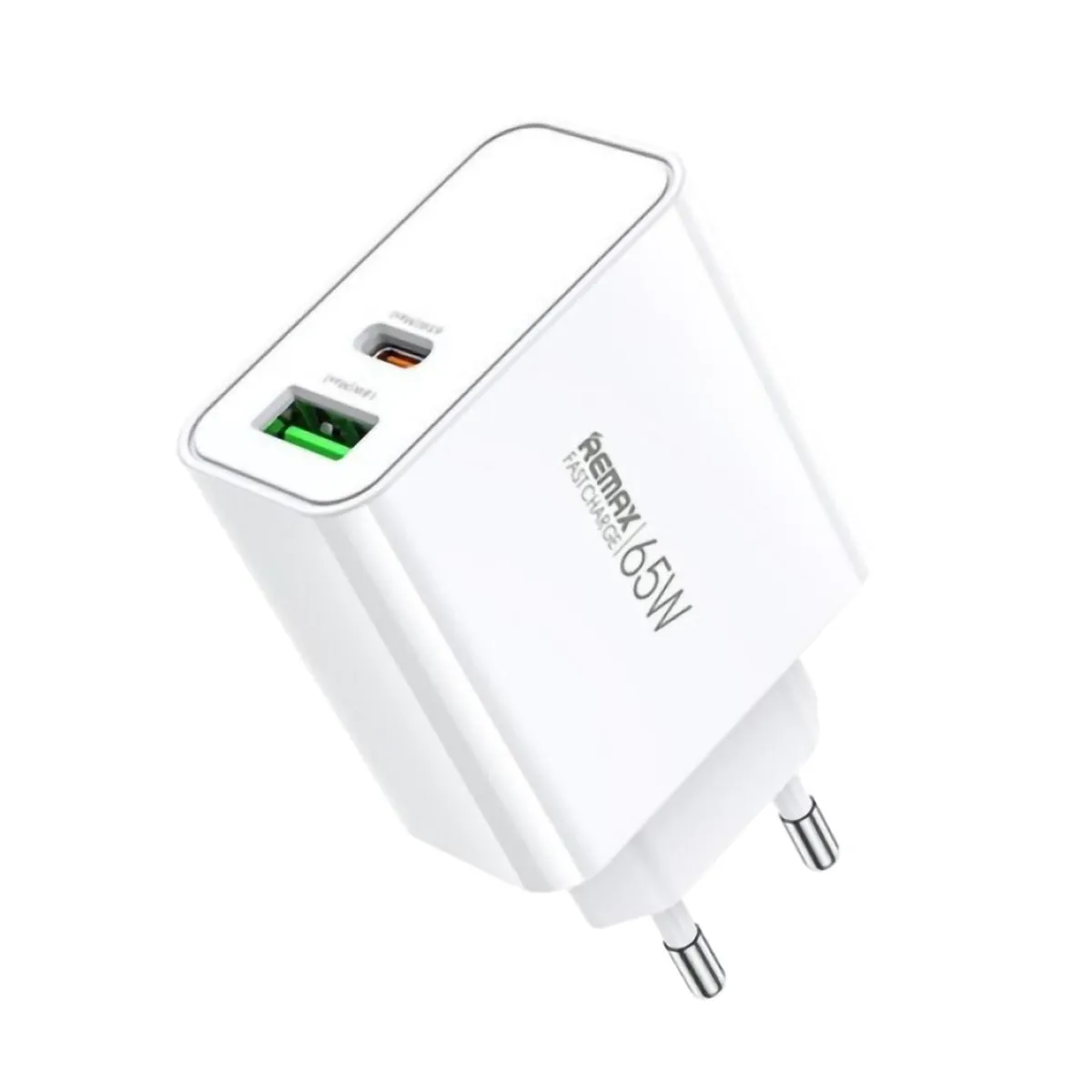 Мережевий зарядний пристрій Remax Kiddy 2 порти, USB + Type-C 65W (RP-U125) - зображення 1