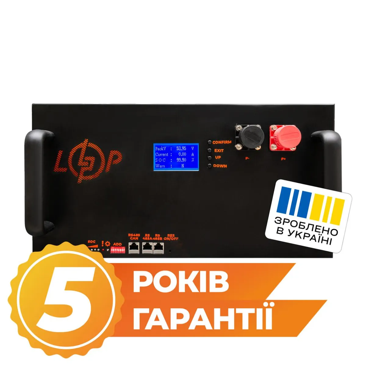 Акумулятор LP LiFePO4 25,6V - 280 Ah (7168Wh) (BMS 200A/100А) LCD метал Smart RM RS485/CAN - зображення 1