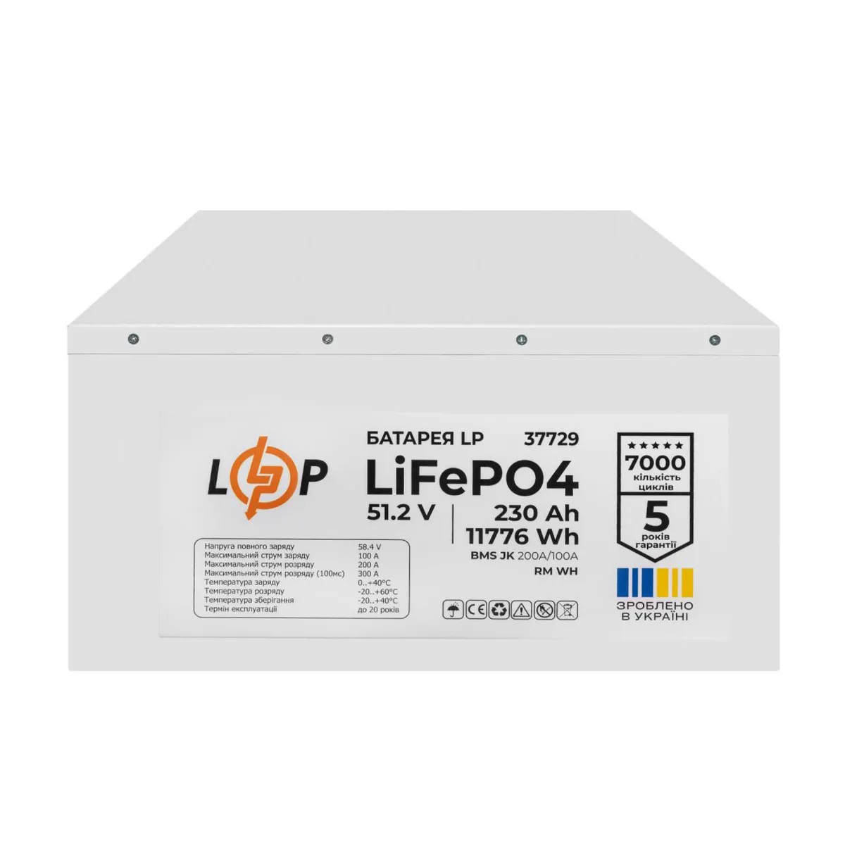 Акумулятор LP LiFePO4 51,2V - 230 Ah (11776Wh) (BMS JK 200A/100A) RM WH - мініатюра 5