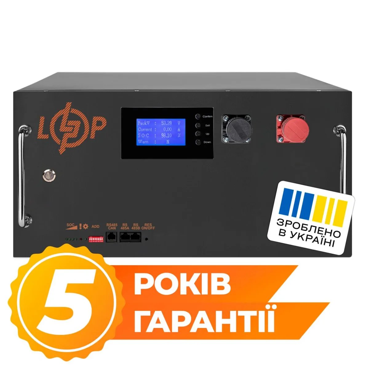 Акумулятор LP LiFePO4 51,2V - 280 Ah (14336Wh) (BMS SP 200A/100А) RM RS485/CAN LCD BL - зображення 1