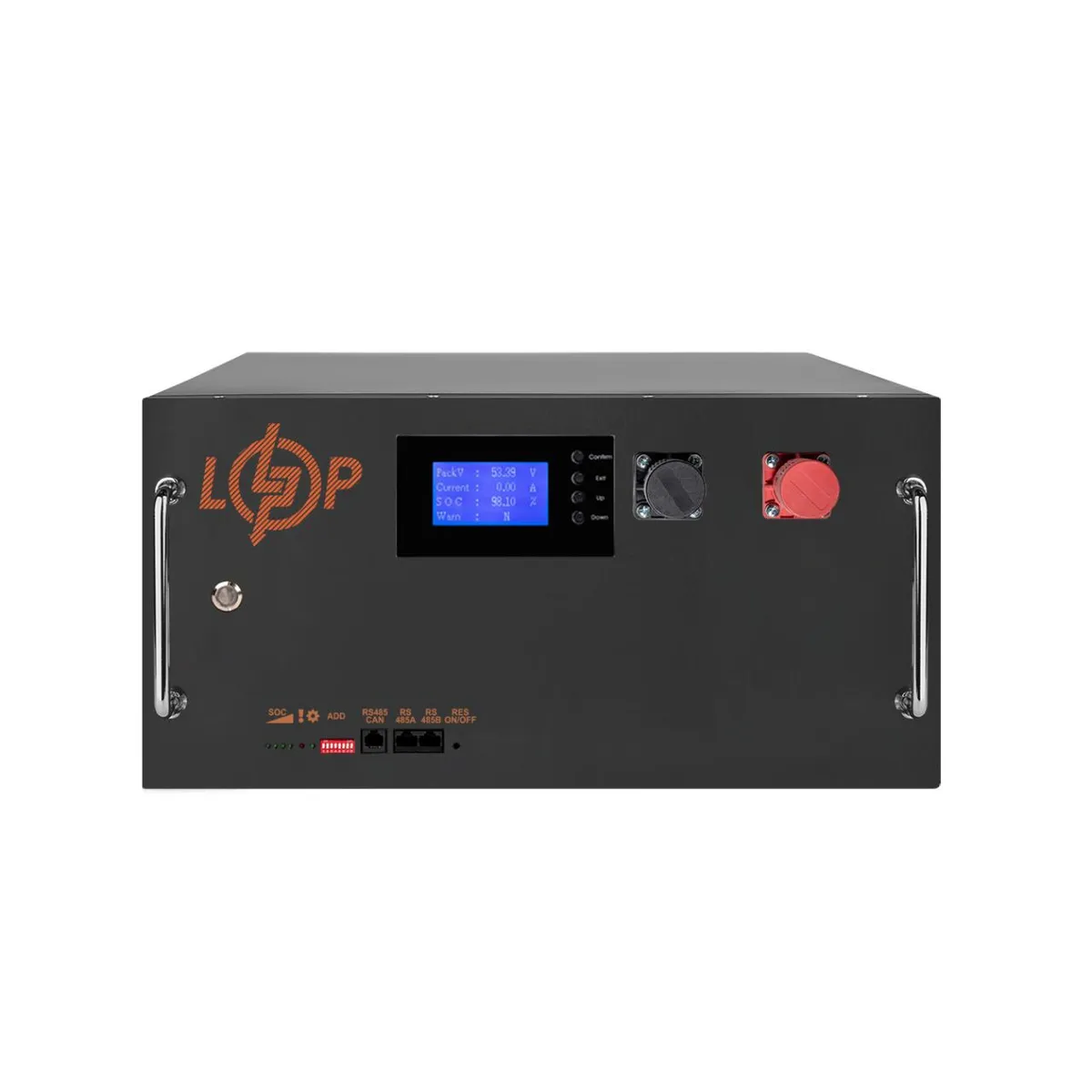 Акумулятор LP LiFePO4 51,2V - 280 Ah (14336Wh) (BMS SP 200A/100А) RM RS485/CAN LCD BL - мініатюра 2