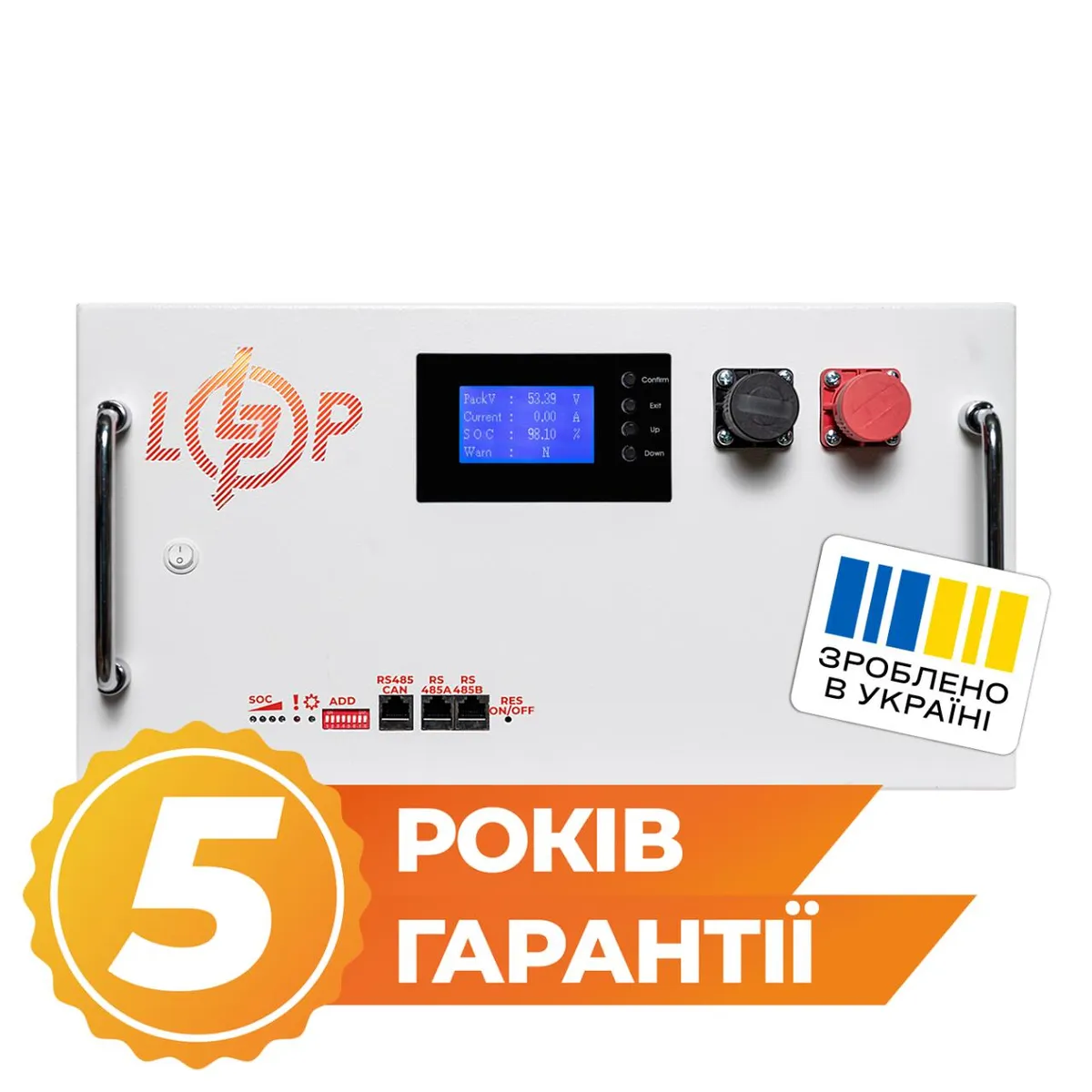 Акумулятор LP LiFePO4 51,2V - 280 Ah (14336Wh) (BMS SP 200A/100А) RM RS485/CAN LCD WH - зображення 1
