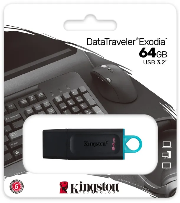 Флеш-накопичувач USB3.2 64GB Kingston DataTraveler Exodia Black/Teal (DTX/64GB) - мініатюра 6