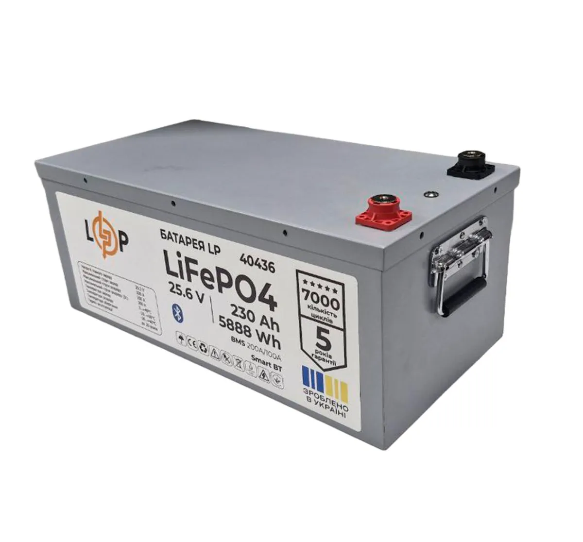 Акумулятор LP LiFePO4 25,6V - 230 Ah (5888Wh) (BMS 200A/100А) метал Smart BT - мініатюра 3