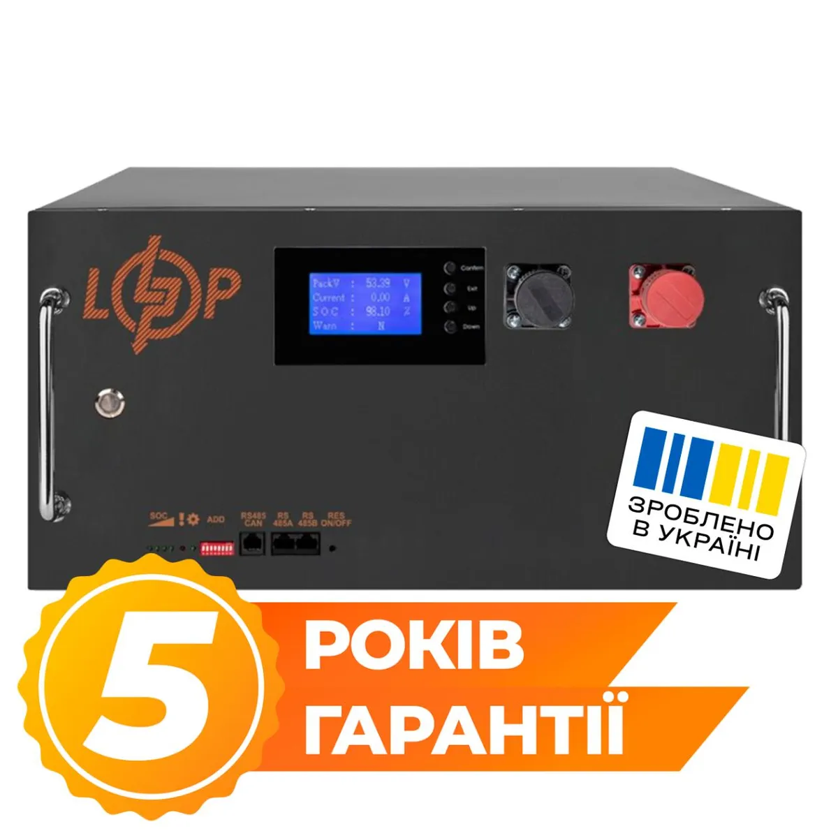 Акумулятор LP LiFePO4 51,2V - 315 Ah (16128Wh) (BMS SP 200A/100А) RM RS485/CAN LCD BL - зображення 1