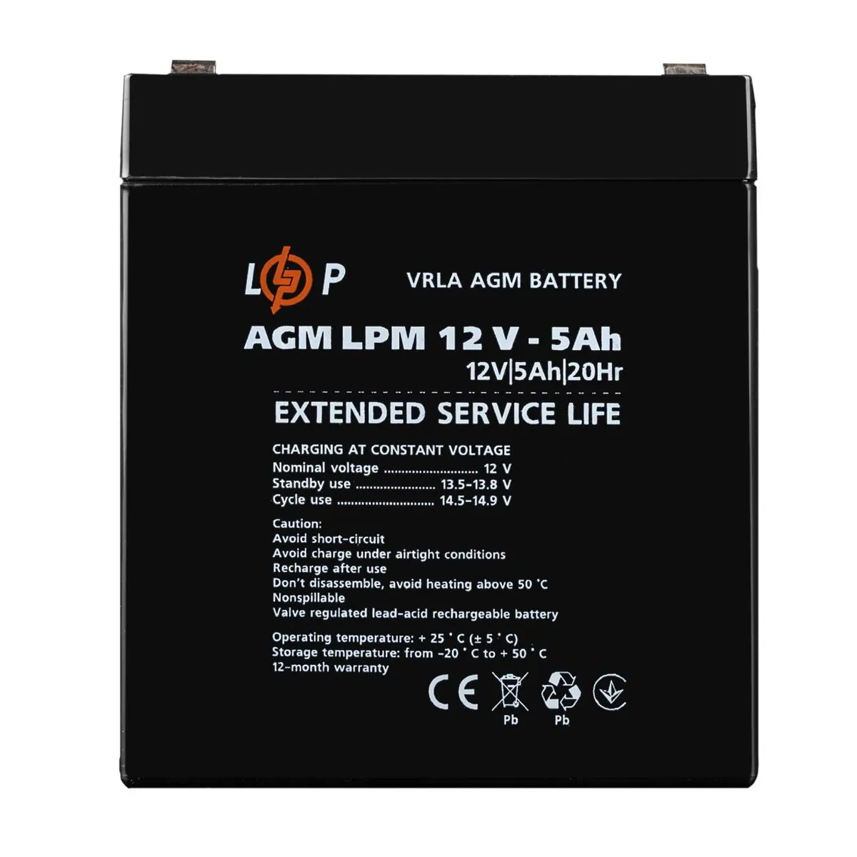 Розпродаж (3861) Акумулятор AGM LPM 12V - 5 Ah (11-2024) - зображення 1