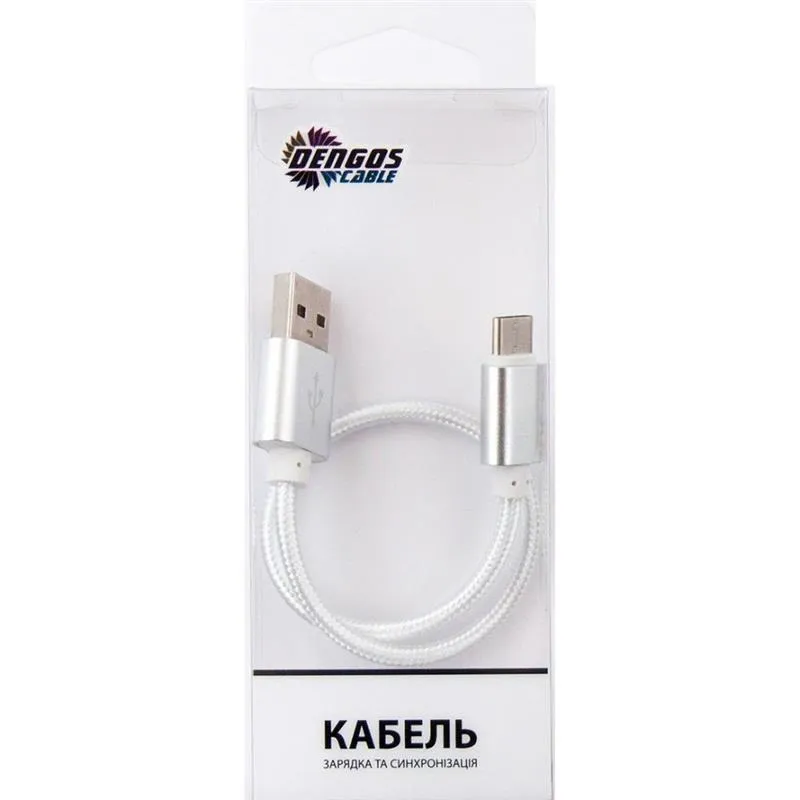 Кабель Dengos USB - USB Type-C (M/M) 0.25 м White (NTK-TC-SHRT-WHITE) - зображення 1