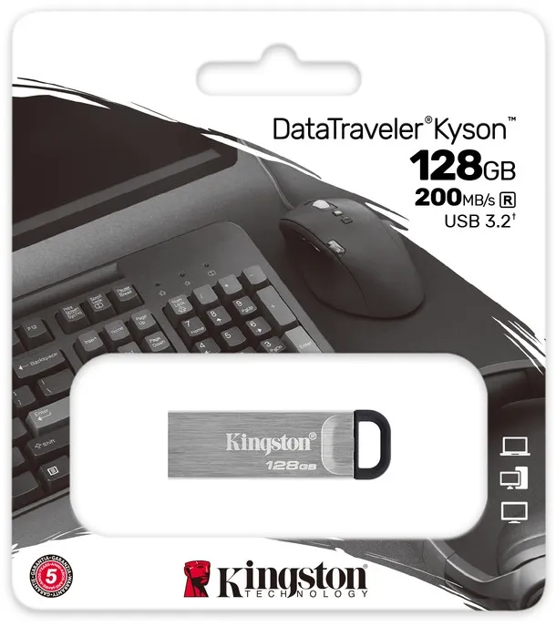 Флеш-накопичувач USB3.2 128GB Kingston DataTraveler Kyson Silver/Black (DTKN/128GB) - мініатюра 5