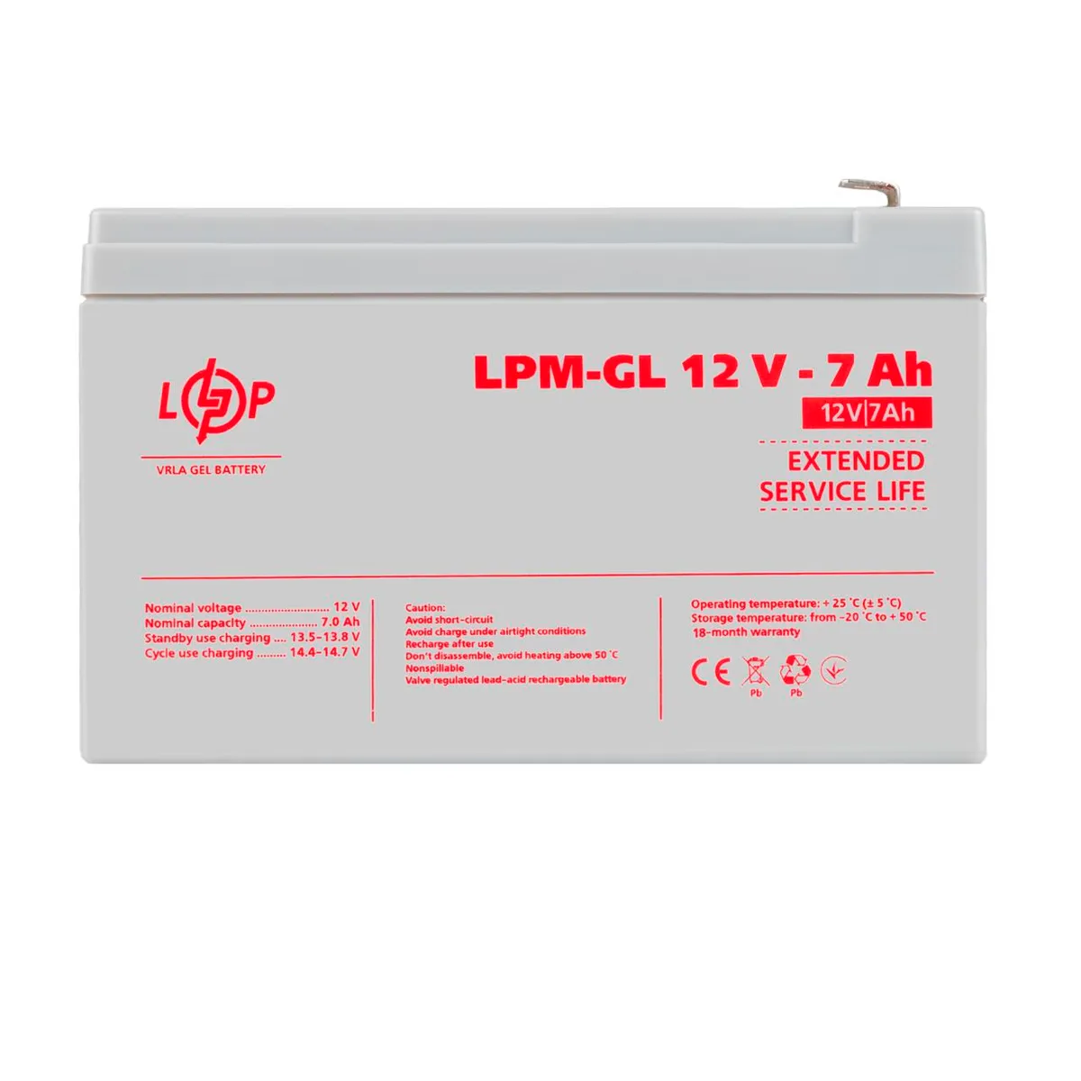 Акумулятор гелевий LPM-GL 12V - 7 Ah - зображення 1