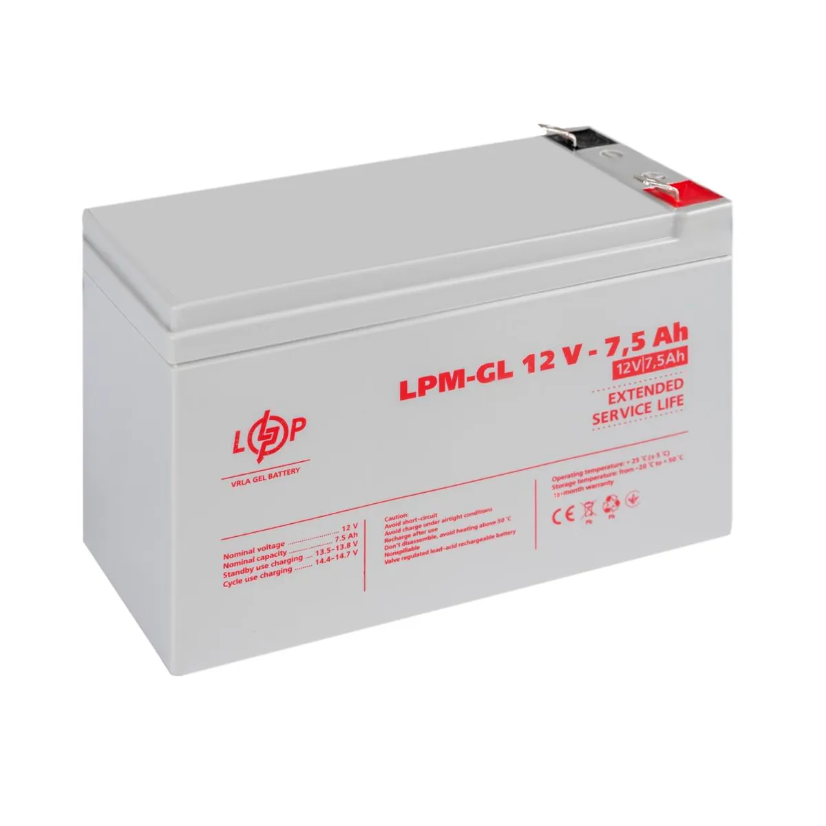 Акумулятор гелевий LPM-GL 12V - 7.5 Ah - мініатюра 3