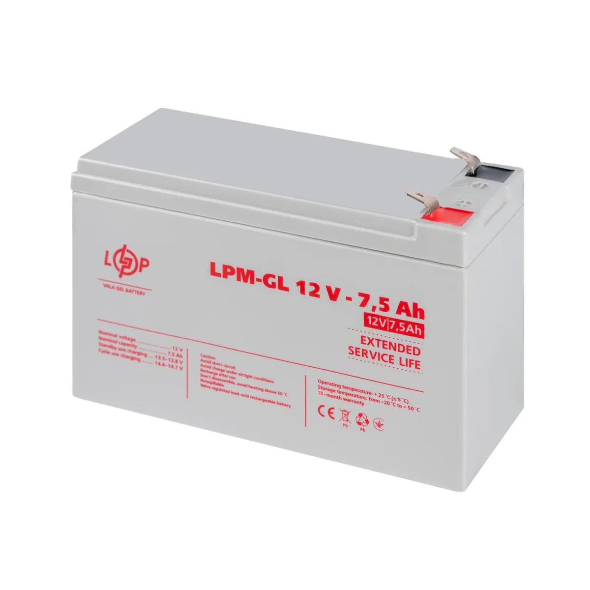 Акумулятор гелевий LPM-GL 12V - 7.5 Ah - мініатюра 4