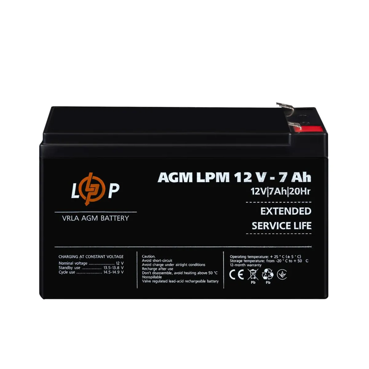 Акумулятор AGM LPM 12V - 7 Ah - мініатюра 2