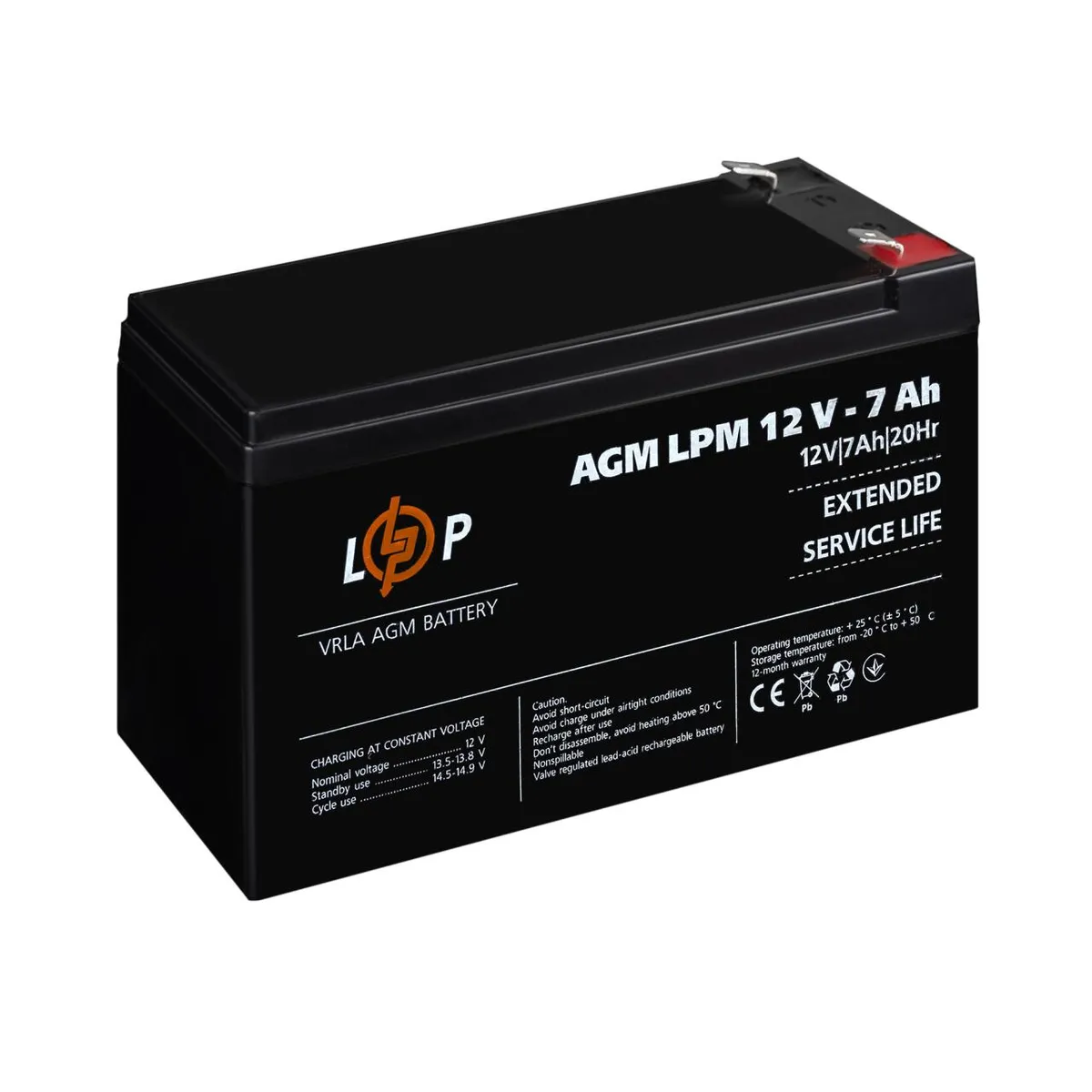 Акумулятор AGM LPM 12V - 7 Ah - мініатюра 3