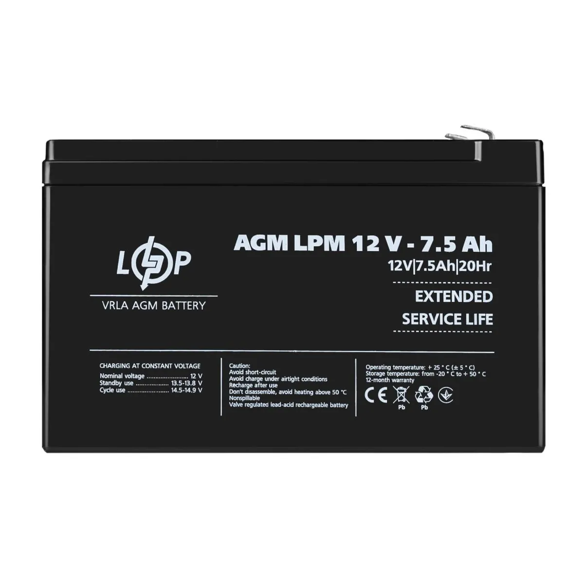 Акумулятор AGM LPM 12V - 7.5 Ah - зображення 1