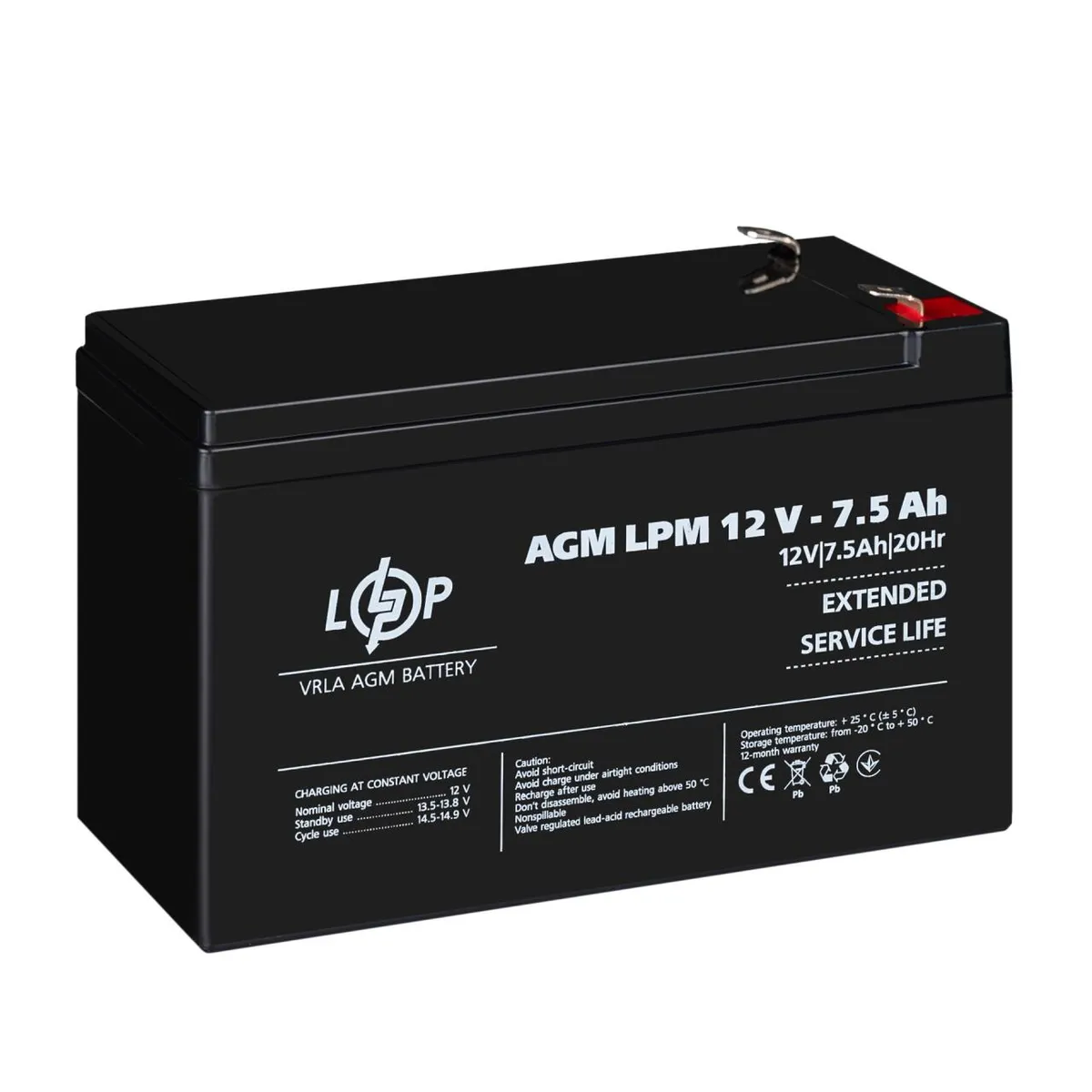 Акумулятор AGM LPM 12V - 7.5 Ah - мініатюра 4