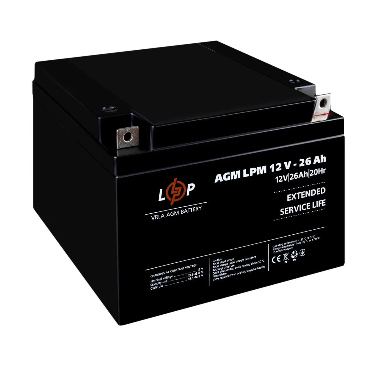 Акумулятор AGM LPM 12V - 26 Ah - мініатюра 3