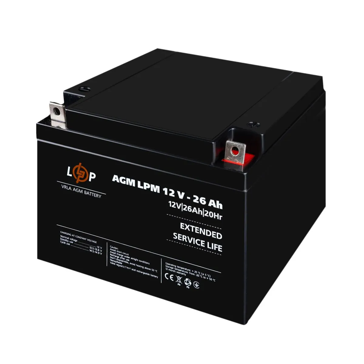 Акумулятор AGM LPM 12V - 26 Ah - мініатюра 4