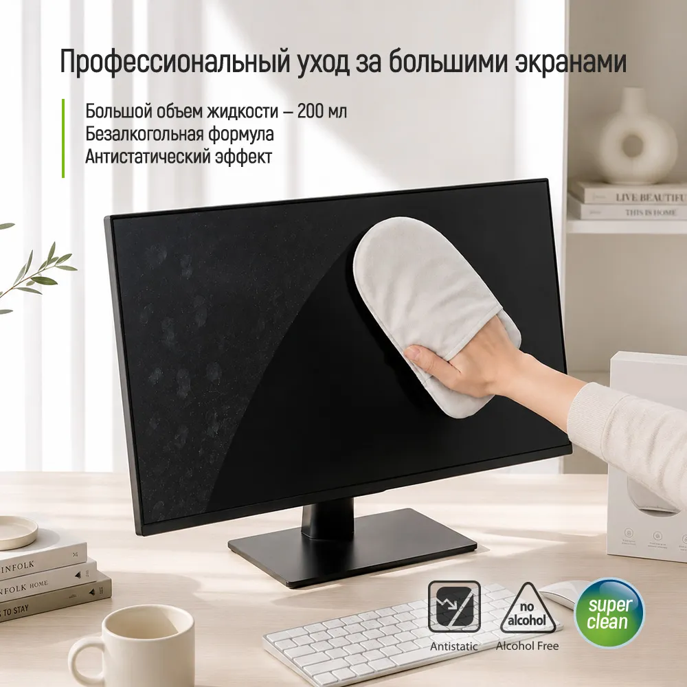 Великий набір ColorWay для очищення екранів та електроніки (200 мл та рукавичка-мікрофібра) (CW-2200) - мініатюра 5