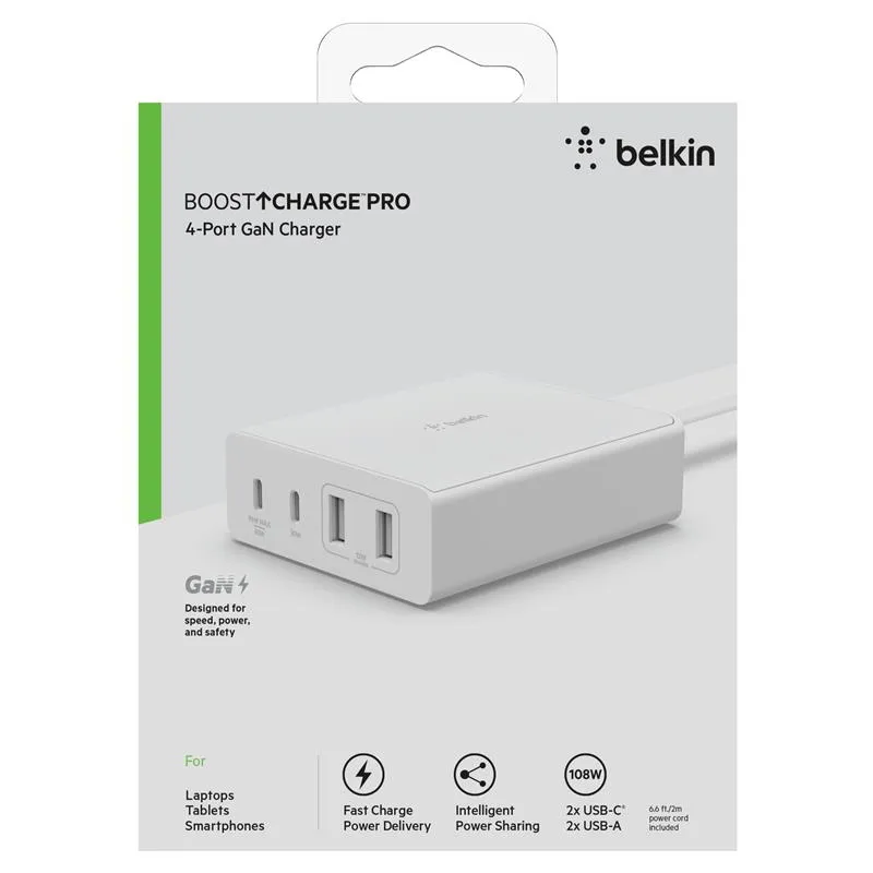 Мережевий зарядний пристрій Belkin Home Charger 108W Dual USB-С/USB-A (WCH010VFWH) - мініатюра 9