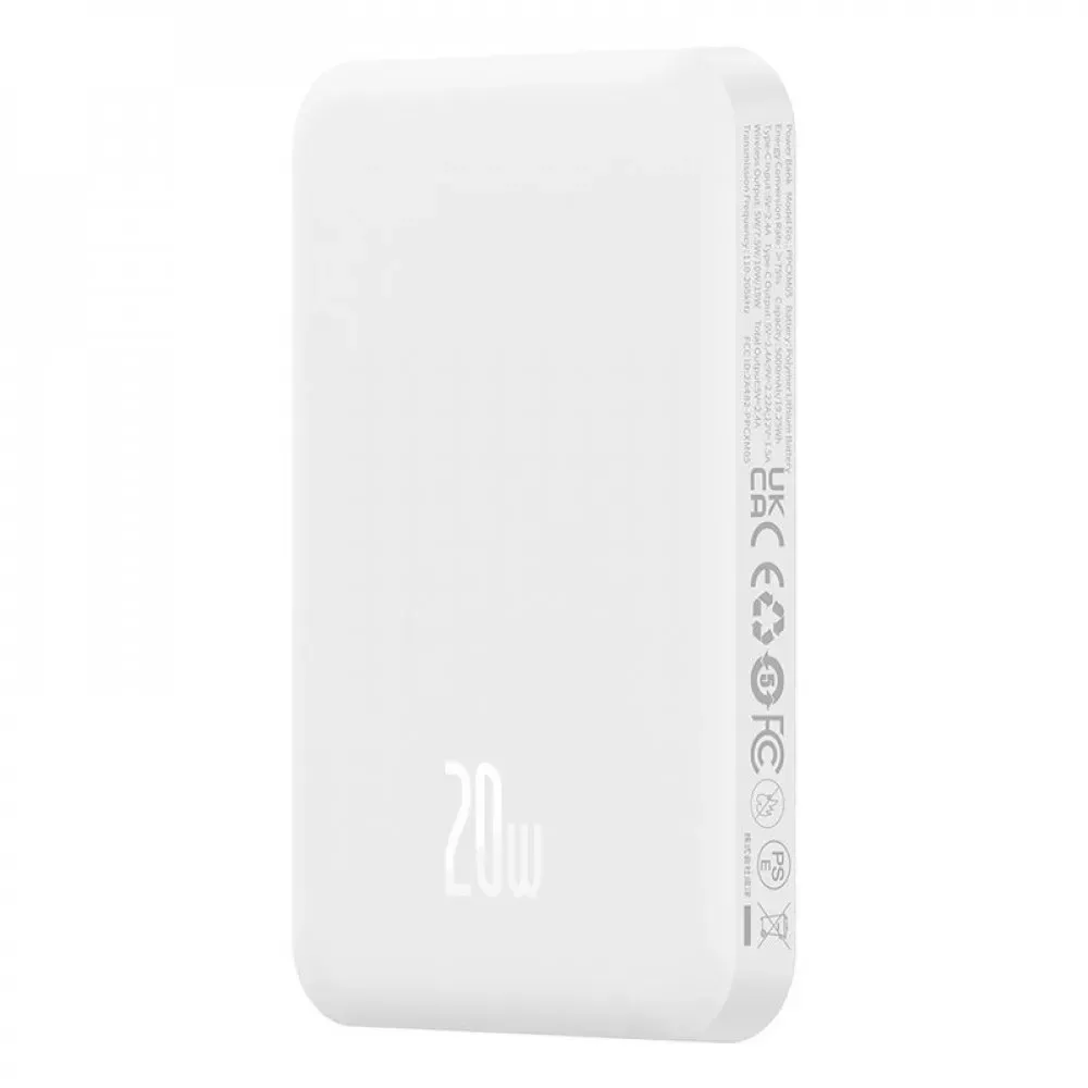 Універсальна мобільна батарея Baseus Magnetic Mini 5000mAh, 20W White (P10022107223-00) - мініатюра 3